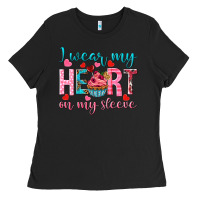Black i wear my heart on my sleeve Ladies Tee - NancyCooperArtShop
