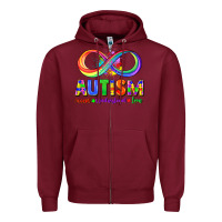 Burgundy Autism accept understand love Zipper Hoodie - FaDigitalArtStudio