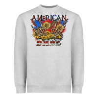 Heather Grey American babe 4th of july Heavyweight Sweatshirt - CowGirlArtShop