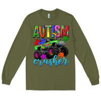 Army Green Autism Awareness crusher Long Sleeve Tee - NancyCooperArtShop
