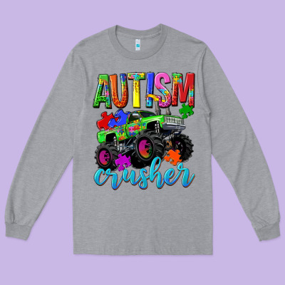 Autism Awareness Crusher Long Sleeve Tee Designed By Nancycooperartshop
