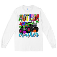 White Autism Awareness crusher Long Sleeve Tee - NancyCooperArtShop