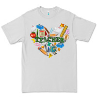 Dove Grey teacher heart Premium Tee - NancyCooperArtShop