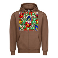 Chestnut christmas coffee cups bell and candy cane with leopard and plaid Zipper Hoodie - BundleAndBundleShop