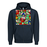 Navy christmas coffee cups bell and candy cane with leopard and plaid Zipper Hoodie - BundleAndBundleShop