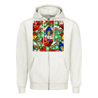 Oatmeal Heather christmas coffee cups bell and candy cane with leopard and plaid Zipper Hoodie - BundleAndBundleShop