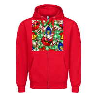 Red christmas coffee cups bell and candy cane with leopard and plaid Zipper Hoodie - BundleAndBundleShop
