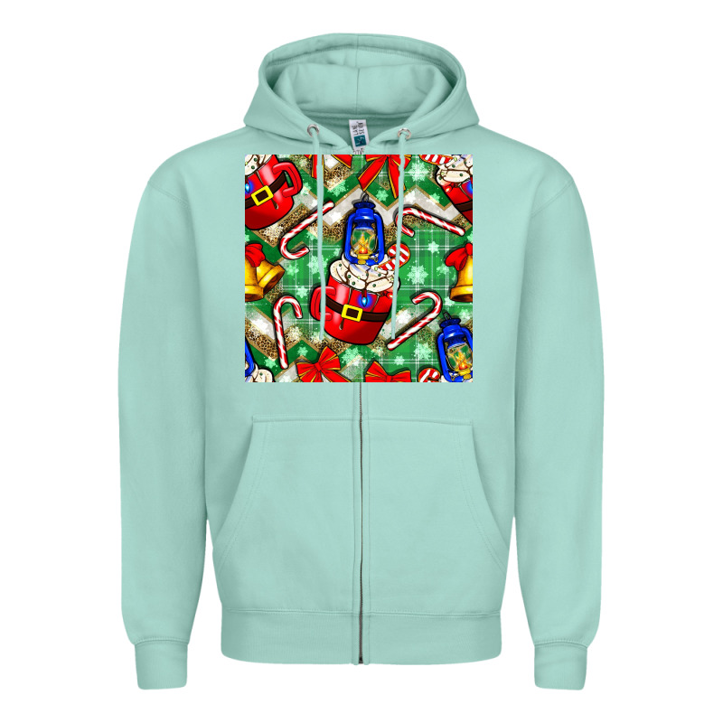 Christmas Coffee Cups Bell And Candy Cane With Leopard And Plaid Zipper Hoodie by BundleAndBundleShop | Teevron
