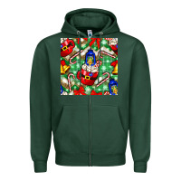 Sports Green christmas coffee cups bell and candy cane with leopard and plaid Zipper Hoodie - BundleAndBundleShop