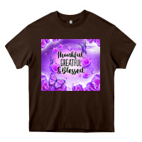 Chocolate Brown thankful greatful blessed Heavy Core Tee - NancyCooperArtShop