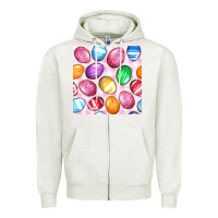Oatmeal Heather Easter Eggs Seamless Pattern Zipper Hoodie - BundleAndBundleShop