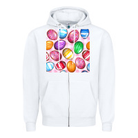 White Easter Eggs Seamless Pattern Zipper Hoodie - BundleAndBundleShop