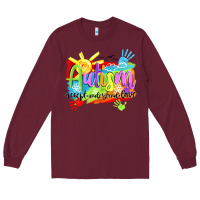 Burgundy Autism accept understand love Long Sleeve Tee - NancyCooperArtShop