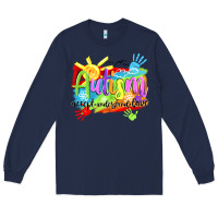 Navy Autism accept understand love Long Sleeve Tee - NancyCooperArtShop