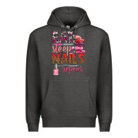 Charcoal Heather eat sleep nails repeat bbs Premium Hoodie - BundleAndBundleShop