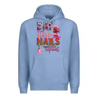 Colony Blue eat sleep nails repeat bbs Premium Hoodie - BundleAndBundleShop