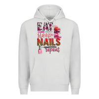 Dove Grey eat sleep nails repeat bbs Premium Hoodie - BundleAndBundleShop