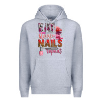 Heather Grey eat sleep nails repeat bbs Premium Hoodie - BundleAndBundleShop