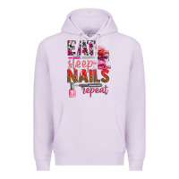 Lilac eat sleep nails repeat bbs Premium Hoodie - BundleAndBundleShop