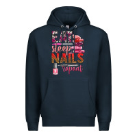 Navy eat sleep nails repeat bbs Premium Hoodie - BundleAndBundleShop