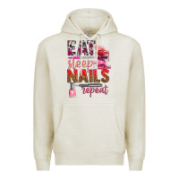 Oatmeal Heather eat sleep nails repeat bbs Premium Hoodie - BundleAndBundleShop