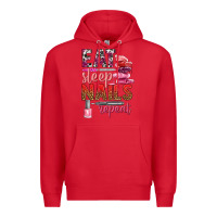 Red eat sleep nails repeat bbs Premium Hoodie - BundleAndBundleShop