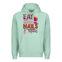 Seafoam eat sleep nails repeat bbs Premium Hoodie - BundleAndBundleShop