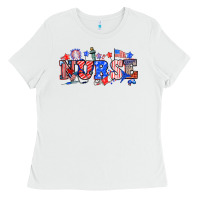 White 4th of july nurse Ladies Tee - NancyCooperArtShop