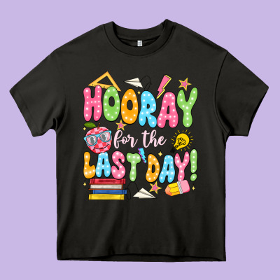 Hooray For The Last Day White Heavy Core Tee Designed By Jahusdesignshop