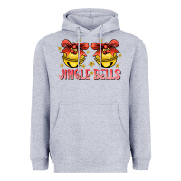 Heather Grey Jingle Bells Heavyweight Hoodie - CowhideDigitalArt