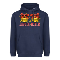 Navy Jingle Bells Heavyweight Hoodie - CowhideDigitalArt
