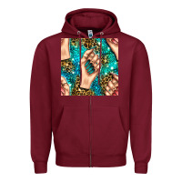 Burgundy nail art with leopard and turquoise  gemstone seamless pattern bbs Zipper Hoodie - BundleAndBundleShop