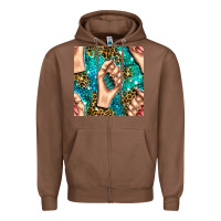 Chestnut nail art with leopard and turquoise  gemstone seamless pattern bbs Zipper Hoodie - BundleAndBundleShop
