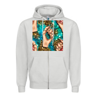 Dove Grey nail art with leopard and turquoise  gemstone seamless pattern bbs Zipper Hoodie - BundleAndBundleShop