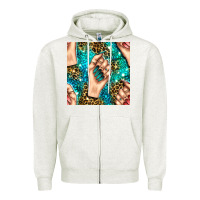 Oatmeal Heather nail art with leopard and turquoise  gemstone seamless pattern bbs Zipper Hoodie - BundleAndBundleShop