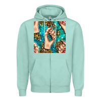 Seafoam nail art with leopard and turquoise  gemstone seamless pattern bbs Zipper Hoodie - BundleAndBundleShop
