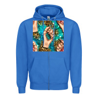 Nail Art With Leopard And Turquoise  Gemstone Seamless Pattern Bbs Zipper Hoodie | Teevron