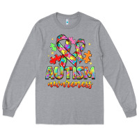Heather Grey Autism Awareness Long Sleeve Tee - NancyCooperArtShop