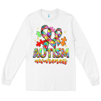 White Autism Awareness Long Sleeve Tee - NancyCooperArtShop