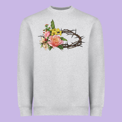 Crown Of Thorns Floral Easter Heavyweight Sweatshirt Designed By Cowgirlartshop