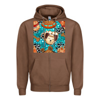 Chestnut dog coffee cups and food container with cowhide seamless pattern bbs Zipper Hoodie - BundleAndBundleShop