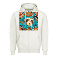 Oatmeal Heather dog coffee cups and food container with cowhide seamless pattern bbs Zipper Hoodie - BundleAndBundleShop