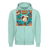 Seafoam dog coffee cups and food container with cowhide seamless pattern bbs Zipper Hoodie - BundleAndBundleShop