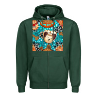Sports Green dog coffee cups and food container with cowhide seamless pattern bbs Zipper Hoodie - BundleAndBundleShop