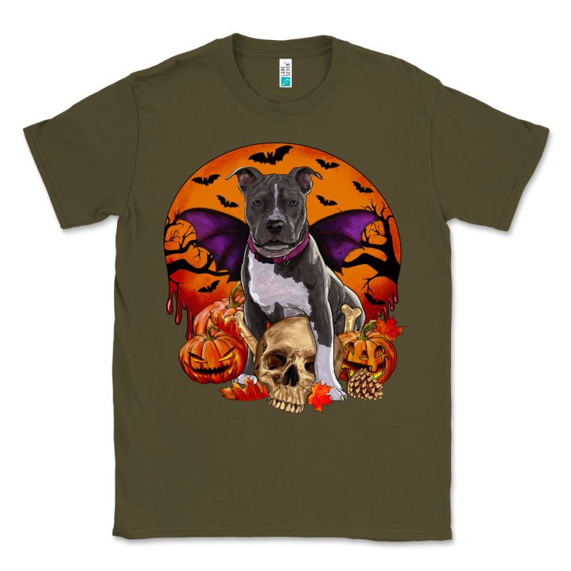 Halloween Pitbull Dog Classic Tee by RanaPortraitStore | Teevron