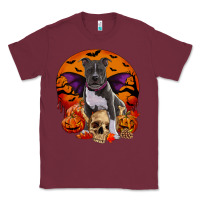 Burgundy halloween pitbull dog Classic Tee - RanaPortraitStore