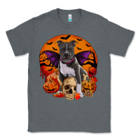 Charcoal Heather halloween pitbull dog Classic Tee - RanaPortraitStore
