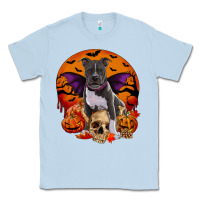 Dusty Blue halloween pitbull dog Classic Tee - RanaPortraitStore