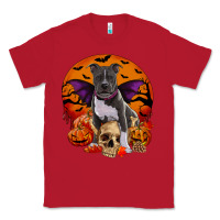 Red halloween pitbull dog Classic Tee - RanaPortraitStore