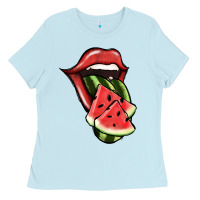 Baby Blue Watermelon Tongue Ladies Tee - Jasminsmagicworld